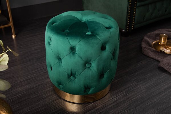 Estila Baroková dizajnová smaragdová taburetka Modern Barock so zamatovým poťahom 38cm