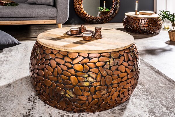 Extravagantný set dvoch konferenčných stolíkov Riverstone meď