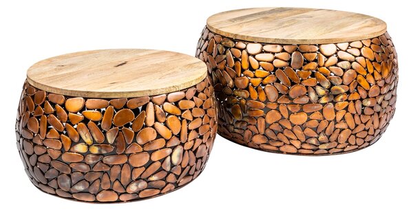 Extravagantný set dvoch konferenčných stolíkov Riverstone meď