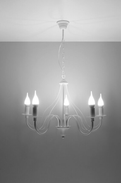 Luster na reťazi MINERWA 5 5xE14/40W/230V biela