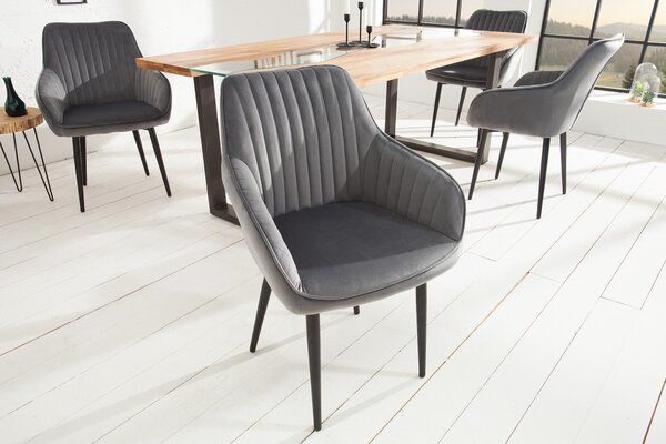 Estila Dizajnová stolička Timeless Comfort striebro šedá