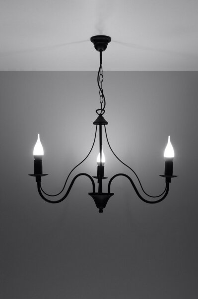 Luster na reťazi MINERWA 3 3xE14/40W/230V čierna