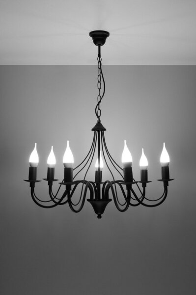 Luster na reťazi MINERWA 7 7xE14/40W/230V čierna