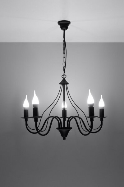 Luster na reťazi MINERWA 5 5xE14/40W/230V čierna