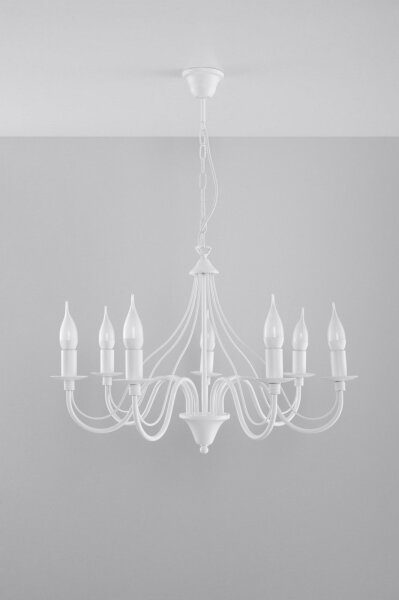 Luster na reťazi MINERWA 7 7xE14/40W/230V biela