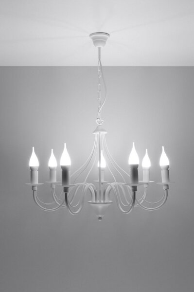 Luster na reťazi MINERWA 7 7xE14/40W/230V biela