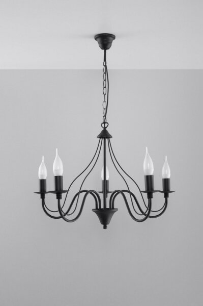 Luster na reťazi MINERWA 5 5xE14/40W/230V čierna
