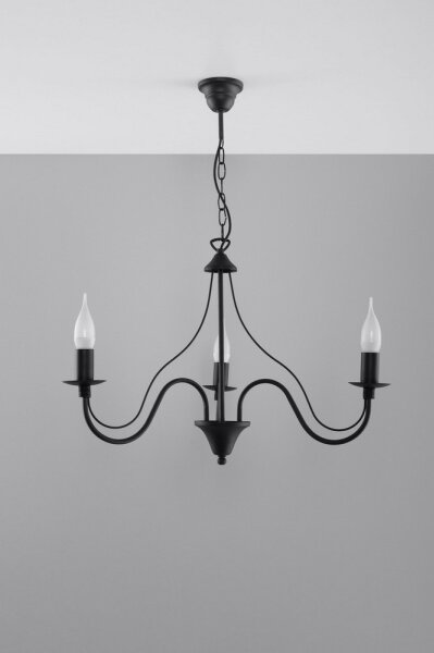 Luster na reťazi MINERWA 3 3xE14/40W/230V čierna