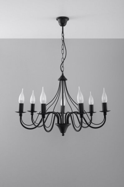 Luster na reťazi MINERWA 7 7xE14/40W/230V čierna