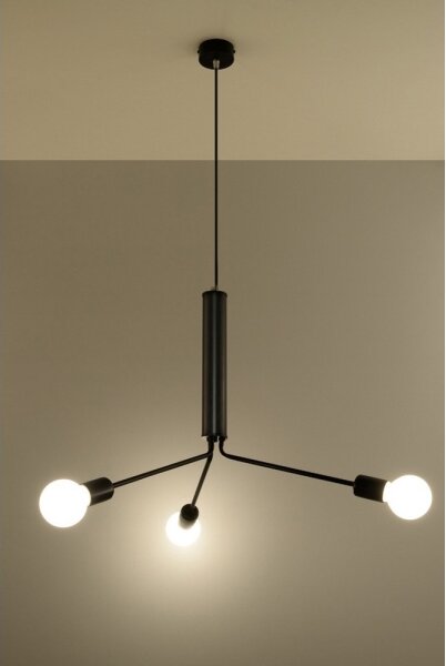 Luster na lanku DUOMO 3D 3xE27/60W/230V čierna