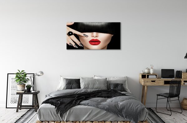 Obraz canvas Žena rany červené pery 100x50 cm