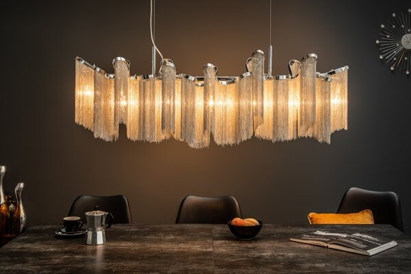 Estila Luxusný strieborný retiazkový luster Odilon 118cm