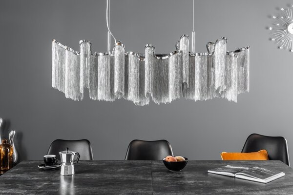 Estila Luxusný strieborný retiazkový luster Odilon 118cm