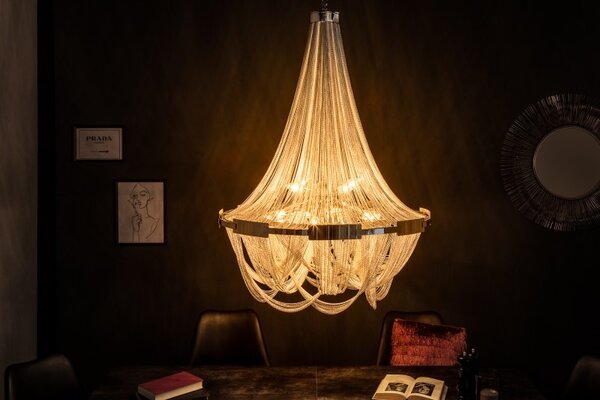 Estila Luxusný retiazkový strieborný luster Razo II 70cm