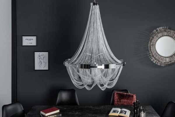 Estila Luxusný retiazkový strieborný luster Razo II 70cm