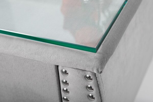 Estila Moderný luxusný nočný stolík Caledonia v striebornej farbe 45cm