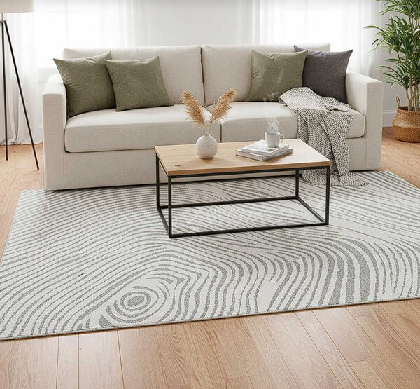 TZ Sivý obdĺžnikový pruhovaný koberec Strado Polo Cloud vzor zebra Rozmer: 120x170 cm