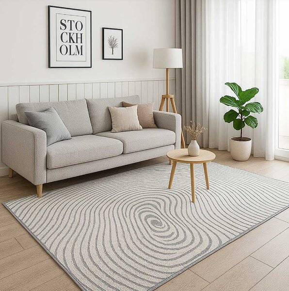 TZ Sivý obdĺžnikový pruhovaný koberec Strado Polo Cloud vzor zebra Rozmer: 120x170 cm