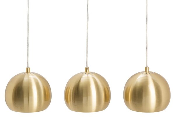 Estila Dizajnová moderná závesná lampa Amaris s obdĺžnikovou krytinou a tromi okrúhlymi tienidlami zlatá 65 cm