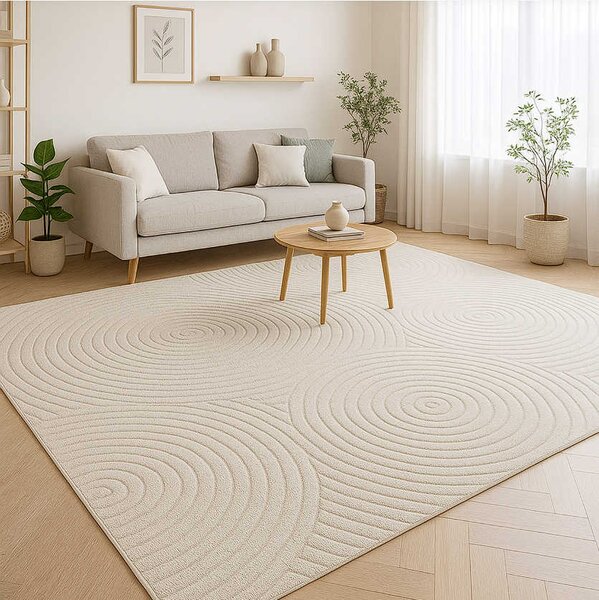TZ Sivý obdĺžnikový geometrický koberec Strado Polo Raining Grey vzor kruhy Rozmer: 120x170 cm