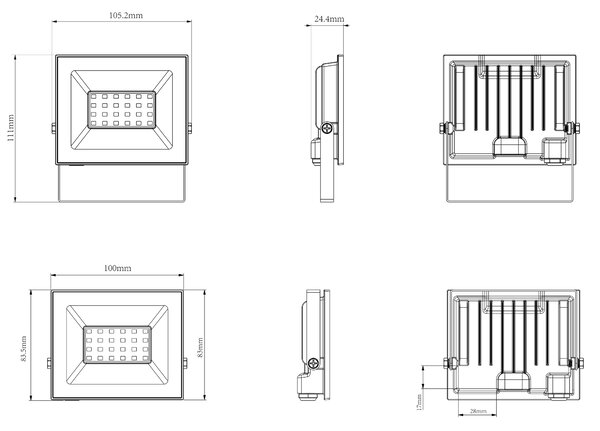 LED reflektor 20W 1800 lm - vodotesný neutrálná biela 4000K