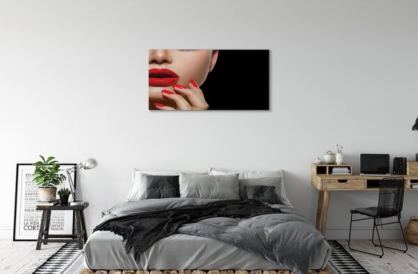 Obraz canvas Žena červené pery a nechty 100x50 cm