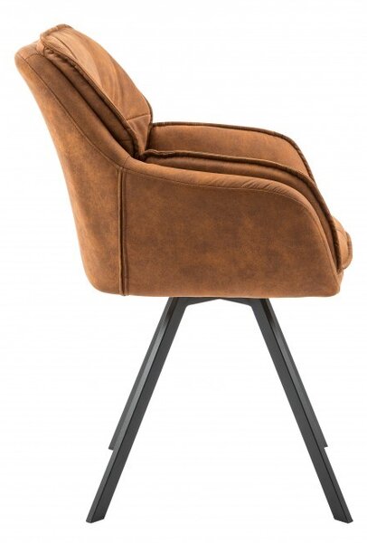 Estila Retro štýlové kreslo Odo 85cm hnedé s opierkami na ruky