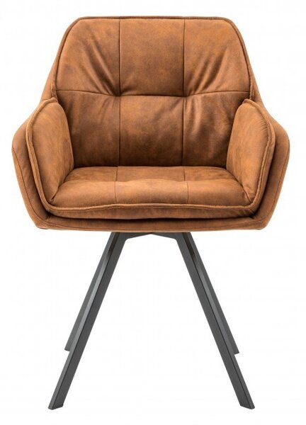 Estila Retro štýlové kreslo Odo 85cm hnedé s opierkami na ruky