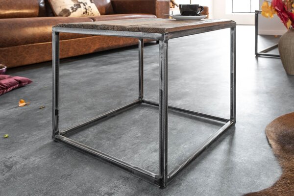 Estila Industriálny príručný stolík Cobra 40cm z teakového dreva
