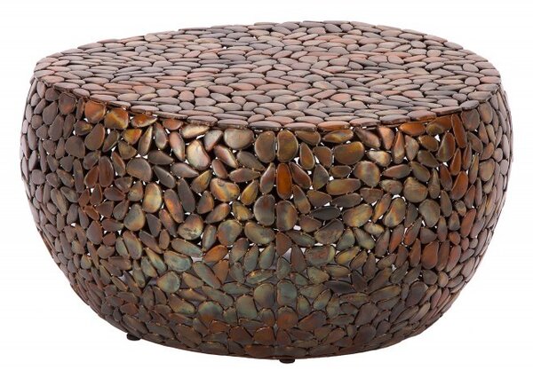 Estila Industriálny okrúhly konferenčný stolík Riverstone z kovu medenej farby 72cm