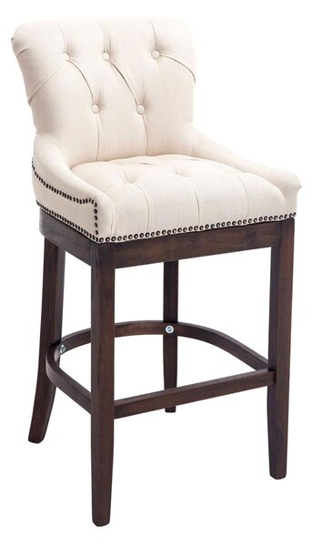 Barová stolička Buckingham látka, drevené nohy tmavá antik - Krémová