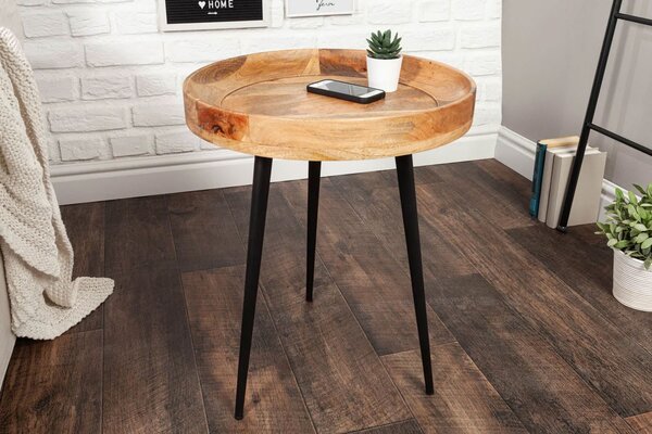 Estila Štýlový retro kruhový príručný stolík Tamworth I v hnedej farbe 45cm