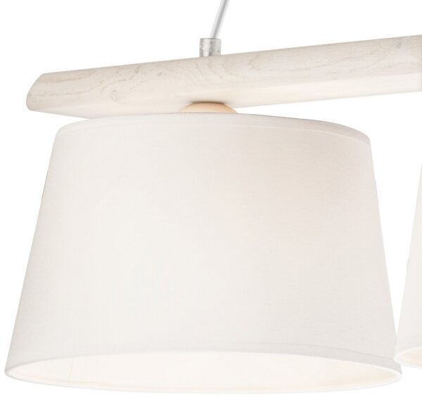 Závesný luster na lankách AIDA 3xE27/60W/230V, priemer 25 cm, dub/biela