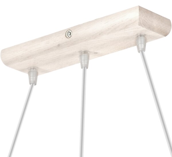Závesný luster na lankách AIDA 3xE27/60W/230V, priemer 25 cm, dub/biela