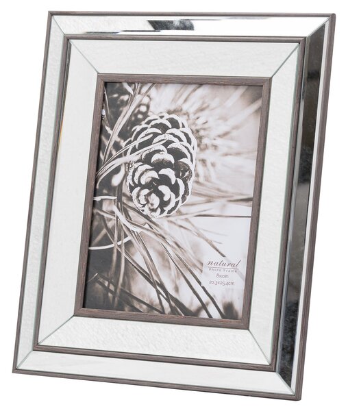 Estila Art- deco zrkadlový fotorámik Belfry s dreveným okrajom 8x10