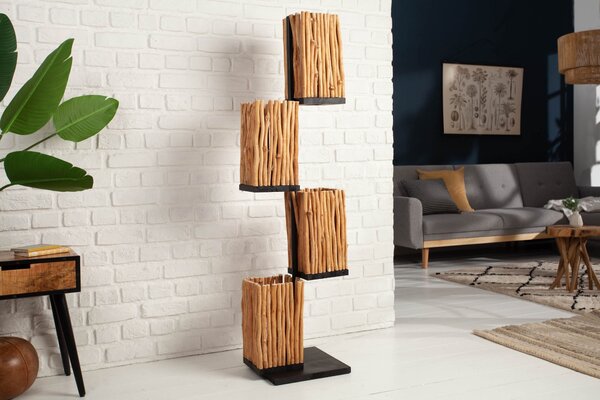 Estila Koloniálna vysoká stojaca lampa Euphoria z naplaveného dreva 154cm