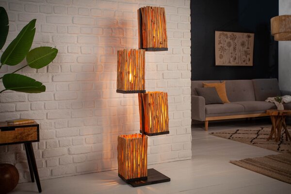 Estila Koloniálna vysoká stojaca lampa Euphoria z naplaveného dreva 154cm