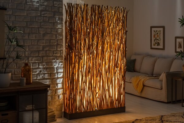 Estila Koloniálna vysoká stojaca lampa Euphoria v podobe paravánu z dreva 180cm