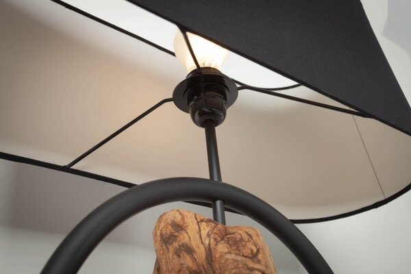 Estila Moderná čierna stolná lampa Elements s drevenými prvkami 58cm