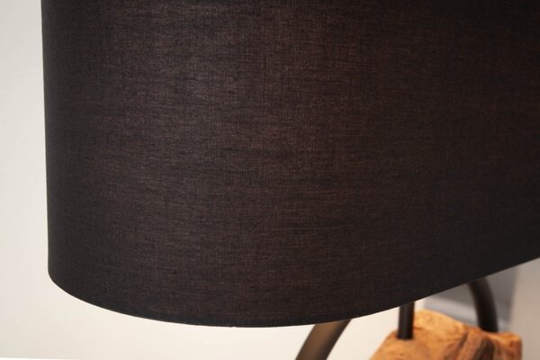 Estila Moderná čierna stolná lampa Elements s drevenými prvkami 58cm