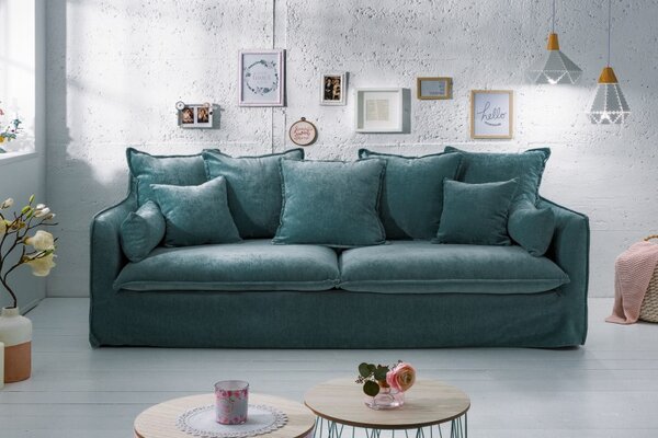 Estila Moderná zamatová sedačka Heaven v petrolejovej farbe 210cm