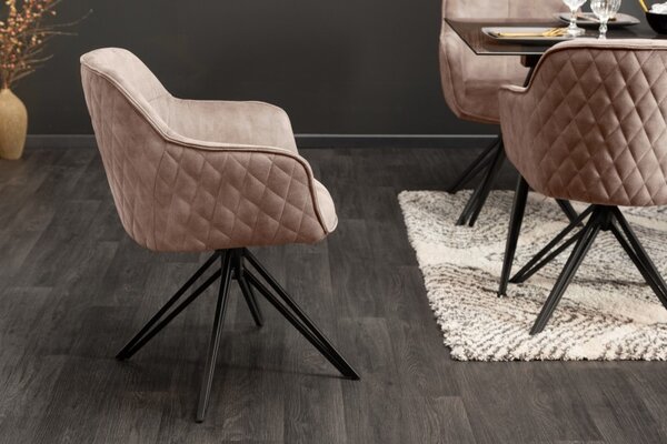 Estila Moderná šedo béžová stolička Marmol s kovovými nohami 82cm