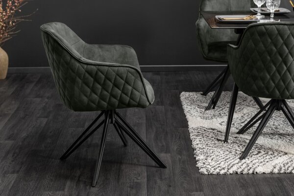 Estila Moderná zelená zamatová stolička Marmol s čiernymi nohami z kovu 82cm