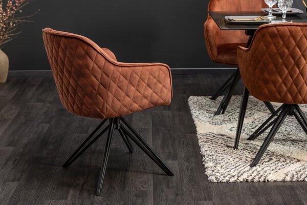 Estila Moderná hnedá otočná stolička Marmol s kovovými nohami 82cm