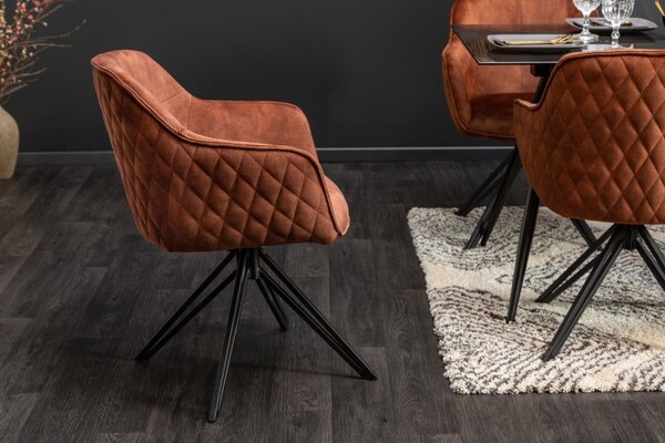 Estila Moderná hnedá otočná stolička Marmol s kovovými nohami 82cm