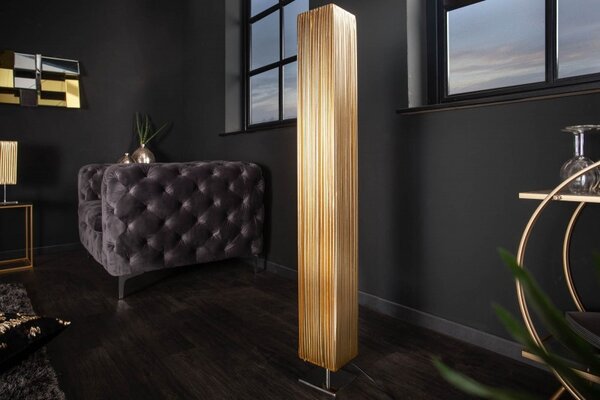 Estila Moderná stojaca lampa Paris s látkovým tienidlom zlatej farby 120cm