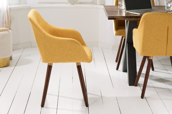 Estila Retro žltá stolička Scandinavia s drevenými nohami 85cm