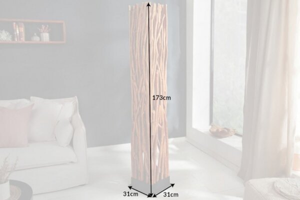 Estila Vidiecka štýlová stojaca lampa Euphoria z masívneho dreva 178cm