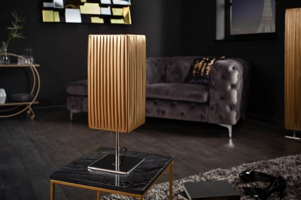 Estila Moderná stolná lampa Paris s látkovým tienidlom zlatej farby 43cm