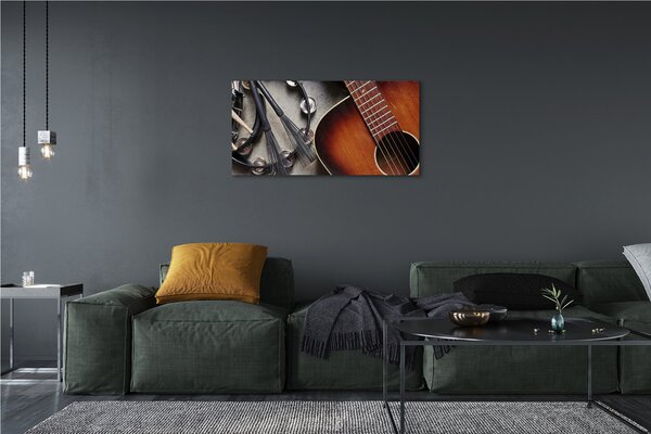Obraz canvas Gitara Mikrofón tyčinky 100x50 cm